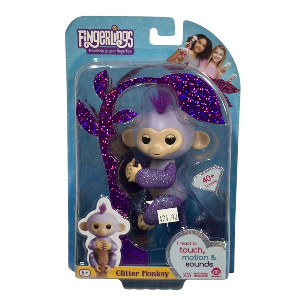 WowWee Fingerlings Glitter Monkey Kiki Purple Interactive Toy 3762 New